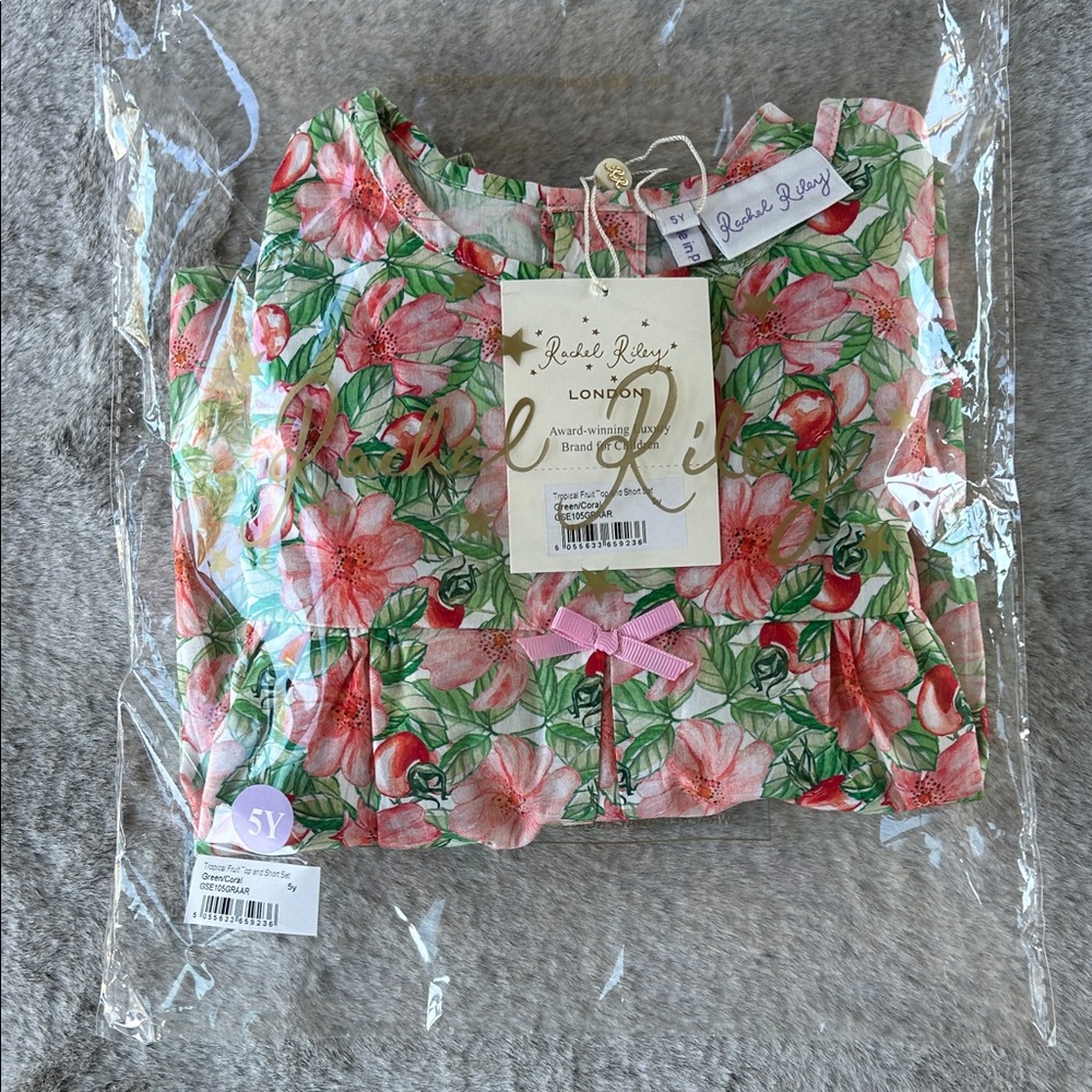 Rachel Riley Floral Ruffle Top with Bright Pink Shorts - Picture 6 of 7